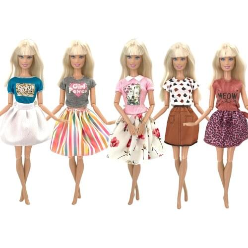 NK 5 Pcs /Set Doll Dress Fashion Skirt Casual Wear Handmade Girl Clothes For Barbie Doll Accessories DIY Toys Doll Gift 6X