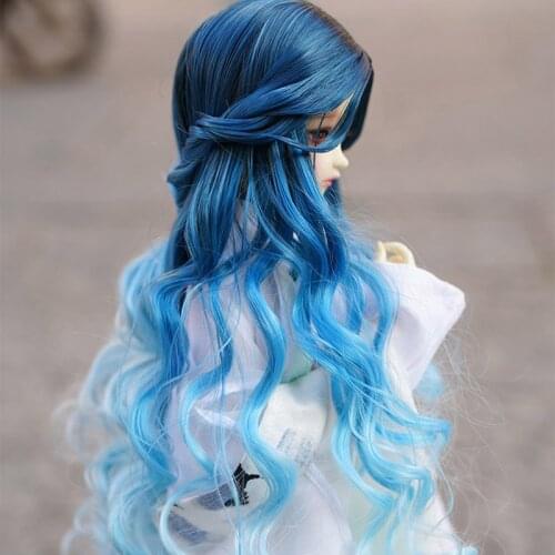 Fashion Style 1/3 1/4 1/6 Bjd Wig High Temperature Long Wavy Gradient Colors SD DD MDD For BJD Doll Wig