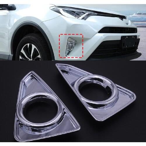 JEAZEA 2X Front Fog Light Head Lamp Cover Trim Cover Trim Garnish Frame ABS Fit For Toyota RAV4 2016-2019 Exterior Decoration