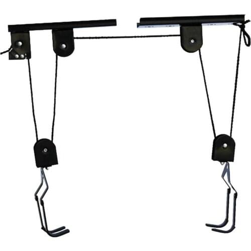 Bike Hoist Pulley for Garage Ceiling Mounted Bicycle Lift Tool Heavy Duty Bike Hanging Rack Universal for Most Types Bike