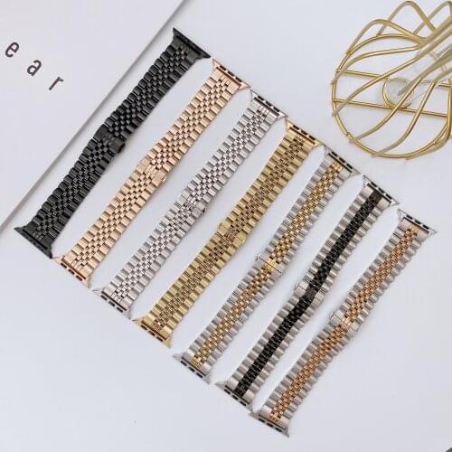 Suitable for Apple watch five-bead stainless steel strap 40mm44mm iwatch6/5/4/3/2/SE generation metal strap 38mm42mm