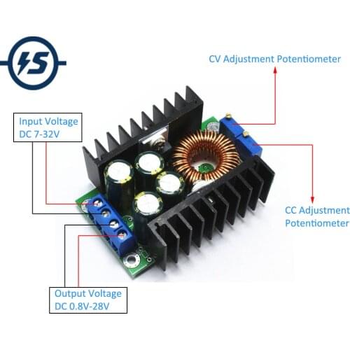 12A Step-Down Power Module DC 7V-32V to DC 0.8V-28V 300W LED Driver with Charging Indicator