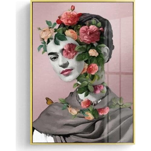 Handpainted Abstract oil painting Floral Girl Wall Art Canvas Painting Modern Geometric Wall Picture For Living Room Decoration