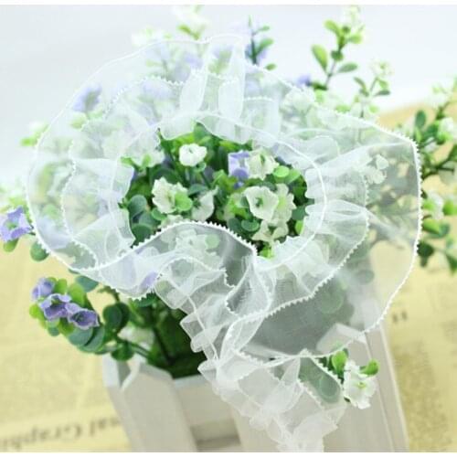 98yards 2cm wide white non stretch Ruffle lace clothes double Pleated Chiffon Lace Dress Shirt decorative accessories