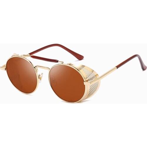 Men Women Retro Steampunk Sunglasses Steam Punk Metal Shields Round Designer Sunglasses UV400 Eyeglasses