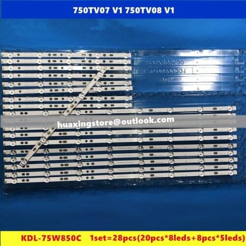 100% New 1set=28PCS LED Backlight strip (5lamps +8lamps) 750TV07 V1 CX-75S01E02-2B753-0-E-59K-4638-T For S ony 75" KDL-75W850C