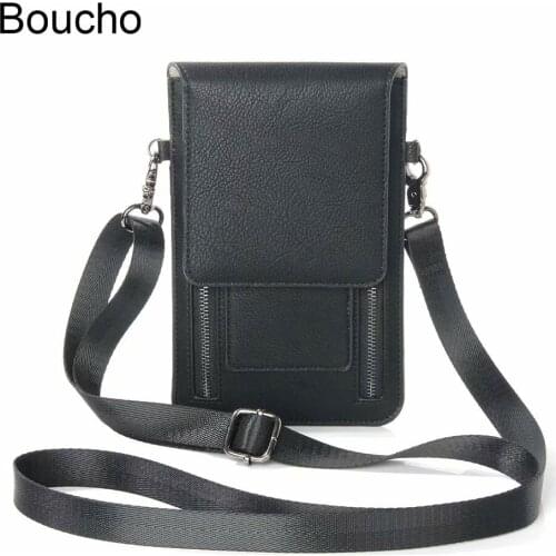 Boucho Vintage Universal Shoulder Bag Wallet luxury 6.3 inch Neck Strap Shoulder bag for iPhone Samsung for Huawei Walle Package