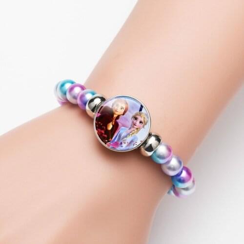 Disney Bracelet Jewelry Crystal Cabochon Princess Elsa Anna Snow Queen Girl Jewelry Gift Children Toy