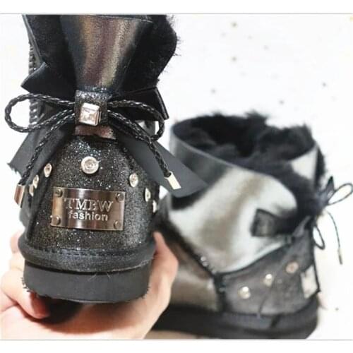 Fashion 2021 Natural Wool Shoes Women Real Sheepskin Womens Winter Woman Snow Boots Genuine Sheepskin Women Boots Women Shoes