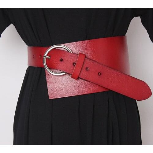 Womens runway fashion geunine leather Cummerbunds female Dress Corsets Waistband Belts decoration wide belt TB1174