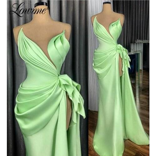 Lowime Green Party Dress Vestidos De Fiesta Plus Size Simple Prom Dresses 2021 Custom Made Women Evening Gowns Robe De Soirée