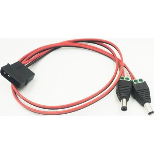 10pcs/lot PC DIY 4-pin IDE Molex TO 12V DC Power Jack Connector Plug 5.5x2.1mm+5.5x2.1mm Adapter