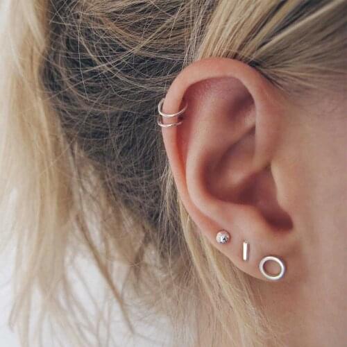 2pcs Fashion Small Ear Stud Stainless Steel No Piercing Men Earrings For Women Punk Style Ear Cuff Clips Brincos Female Jewelry