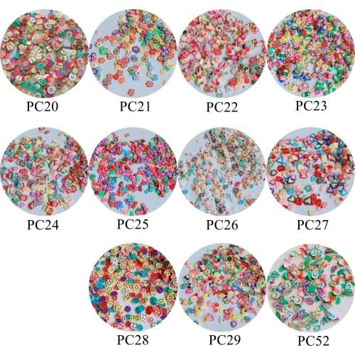 20g/bag Mixed Polymer Clay Slices 3D 5mm Polymer Clay Sticker Different Designs Mix Bag Fruit Flower Christmas Mix