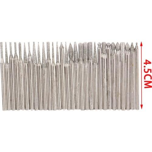 30PC 2.5/3mm Diamond Point Burr Bits Head Dremel Accessories Shank Grinding Needle Carving Polishing Set Mounted Mini Drill Tool