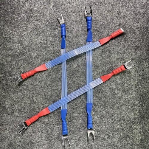 4Pcs HiFi Audio Speaker Jumper Cable Silver Plated Wire Bridge Cable Banana to Spade Plug 15cm