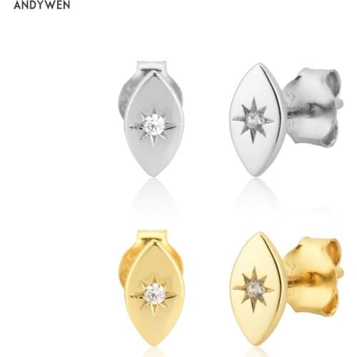 ANDYWEN 925 Sterling Silver Lucky Eye Stud Earring Piercing Clips Women Fashion Fine Jewelry Party Rock Punk Jewels 2021 Party