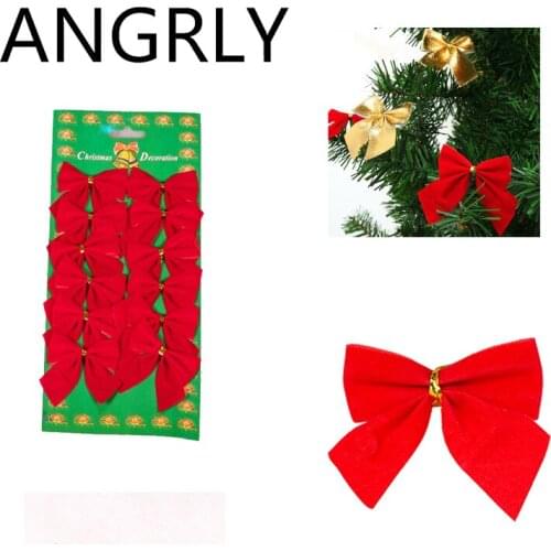 ANGRLY Christmas Tree Tie Bowsdecoration Snew Year Christmas Gifts Christmas Decorations for Home Wedding Decoration Stickers