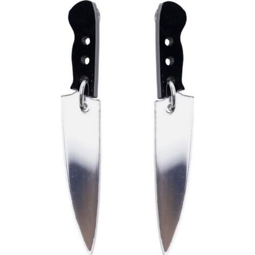 Free Shipping! Hip Hop Silver Acrylic Knife Earrings
