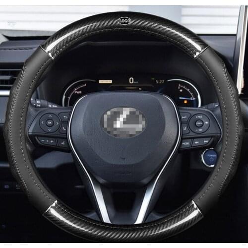 Car Carbon Fiber Leather Steering Wheel Covers Interior Accessories 38cm for Lexus ES300h NX300 LX570 UX200 CT200h Car Styling