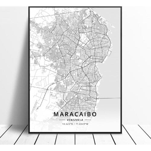 Hd print Caracas Maracaibo -Venezuela Canvas painting wall Art abstract Map Poster for room home decor frame
