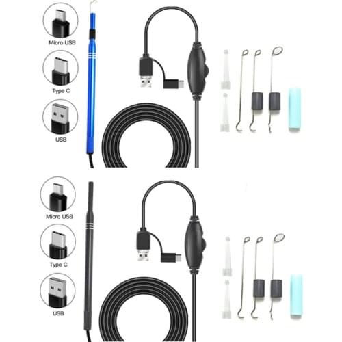 Ear Wax Removal Tool,USB Otoscope-Ear Scope Camera,5.5mm Waterproof Digital Endoscope with Earwax Cleaning Tool and 6 Ad