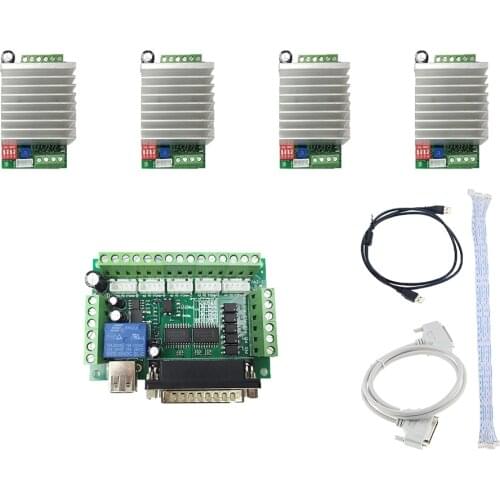 4 Axis mach3 CNC Router Kit 1pcs 5 axis breakout board+4pcs TB6600 3 Axis Stepper Motor Driver for nema17/23 motors