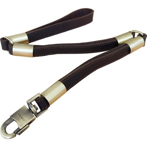 Dog Leash Leather 80cm Foldable Short Lead for Medium and Large Dogs Durable Training Leash Robust