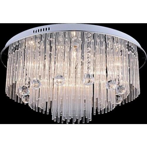 Round simple crystal lamp ceiling lamp led discoloration living room fixture bedroom glass lamp led lighting fixture led lamps