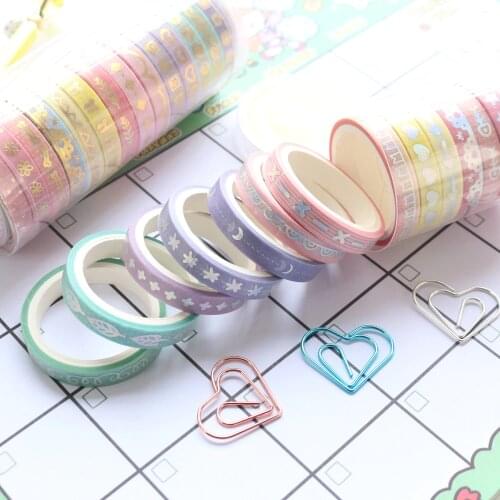Domikee cute candy gold sliver foil mini decorative washi tapes lot journal diary photo craft DIY block masking tapes 14rolls