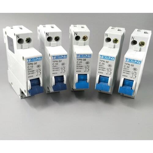 TPN 1P+N Mini Circuit breaker MCB 10A,16A,20A,25A,32A