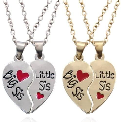 Fashion Sisters Necklace 2PCS Set Of BFF Letter Pendant Heart Shaped Lady Necklace Home Jewelry