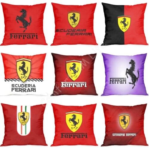 Ferrari Logo Cushion Cover Throw Pillow Case for Sofa Car Home Decorative Pillowcase Pillow Cover Decoration 18x18 Inch