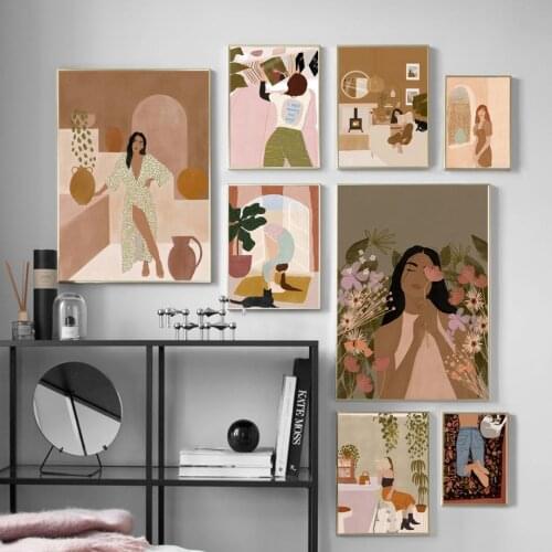 Fashion Girls Abstract Minimalism Canvas Paintings Decorative Wall Posters For Home Decoration