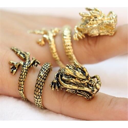 Fashion Chinese dragon rings, Gold-color dragon rings for women ,Chinese style ring,Myth god beast