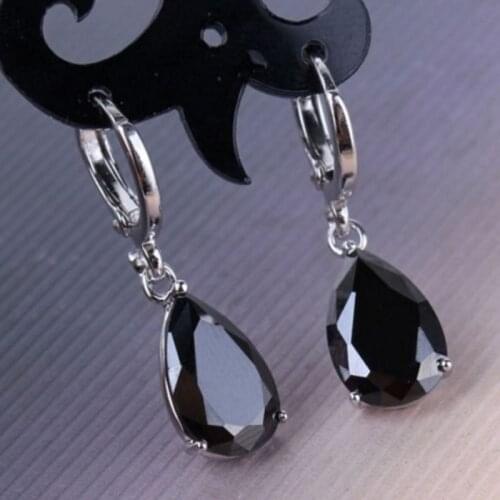 Fashion Water Drop Black Stone Earrings For Women Engagement Wedding Party Jewelry Color Cut Zircon Drop Earrings
