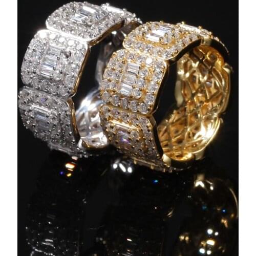 Hip Hop Men Gold & Silver Color Stainless Steel Ring With Men Skull Faucet Titanium Steel Ring Ice Out Cuban For Men