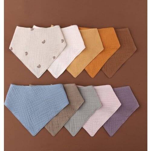 Baby Infant Cotton Bib Newborn Solid Color Triangle Scarf Feeding Saliva Towel Bandana Burp Cloth Boys Girls Shower Gift