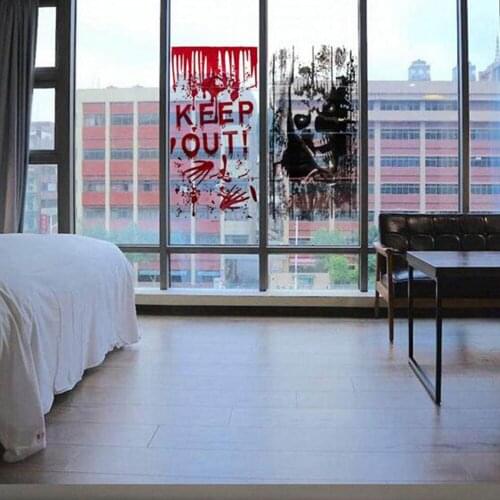 Halloween Wall Stickers Ghost Blood Letter Printed Waterproof PVC Poster Window Door Stickers Home Decor 1