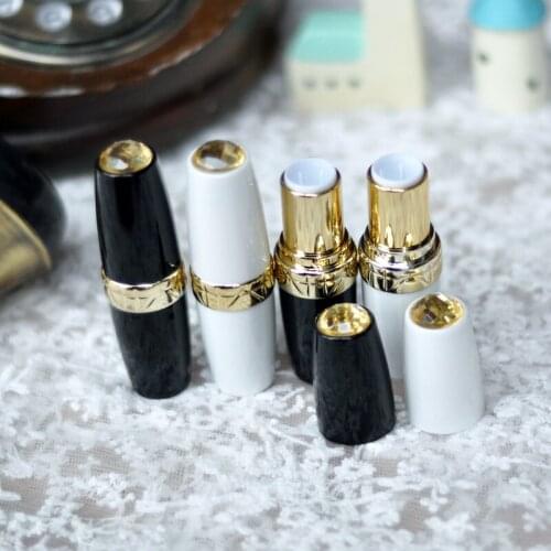 New 12.1MM White Black with Gold Color Round Shape Lip Gloss Case DIY Lipstick Tube Lip Balm Container Cosmetic Tool 200pcs/lot