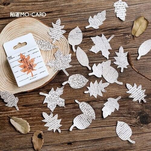 45PCS/box New Cute A Leaf Poem Diary Paper Lable Stickers Crafts And Scrapbooking Decorative Lifelog Sticker DIY Stationery