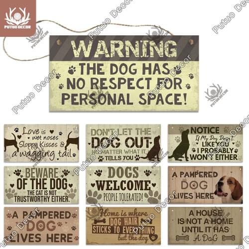 Putuo Decor Dog Love Gifts Wood Plaque Sign Friendship Wooden Pendant for Dog House Decor Home Decoration Wooden Pet Plaque