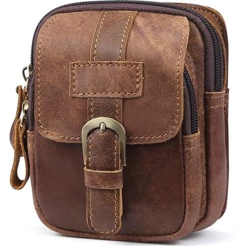 New 2019 Genuine Leather Waist Packs Bag Men Travel Fanny Pack Male Belt Bum shoulder Bag Waist Bag Men Mobile Phone Pouch