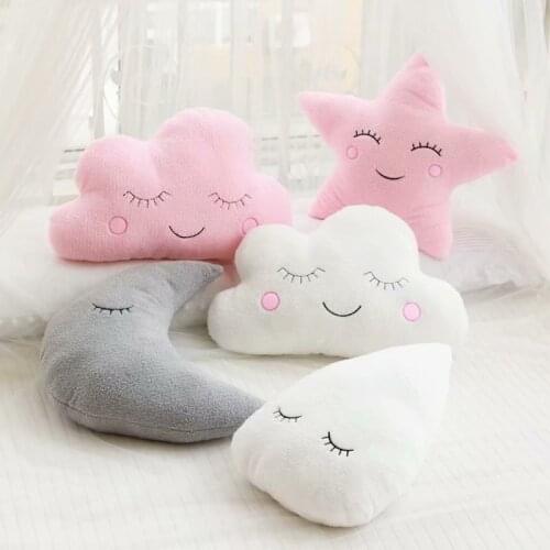 Simple and Fashionable Sky Series Pillow Plush Toy Cloud Moon Raindrop Five-pointed Star Sofa Cushion Childrens Room Decoration