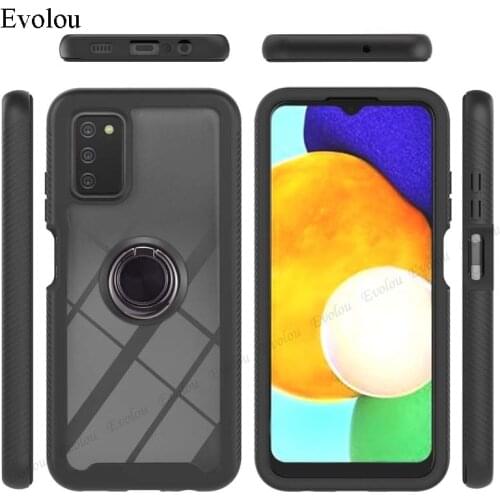 For Samsung Galaxy A03S Transparent 3 in1 PC+TPU Magnetic Holder Case For Samsung A02S A01 Core Hybrid Shockproof Cover Bumper