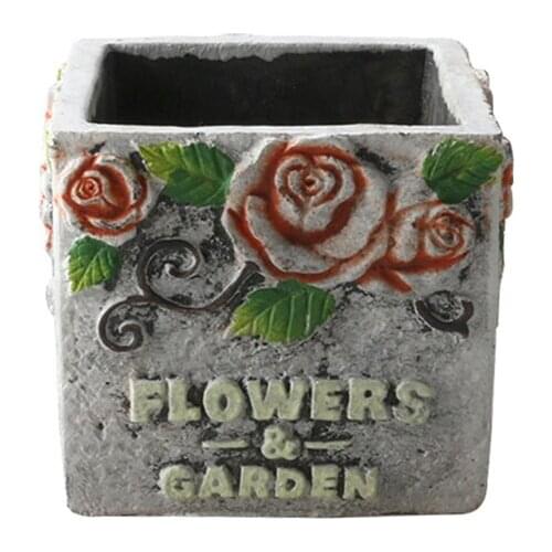 Silicone Planter Mold Square with Flower Pattern Succulent Concrete Gypsum Mould Handmade Decorative Tool