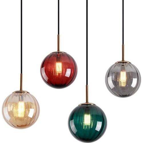 Modern Colorful Glass Led Chandelier Simple Design Single Head Restaurant Light Corridor Light Iron Art Design Glass Chandelier