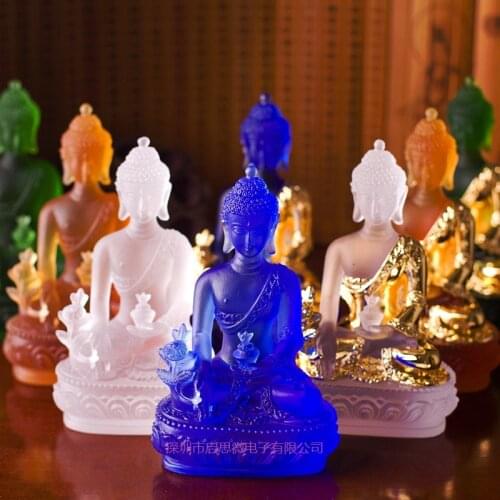 Coloured glaze buddha statue Bhaisajyaguru figure Bhaisajya Buddha figurine medicine Buddha bodhisattva Good luck