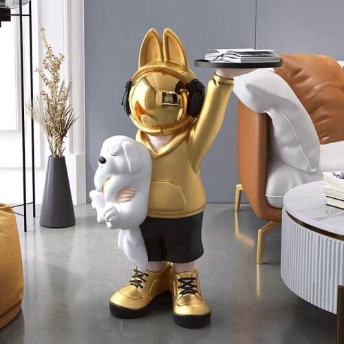 Home Decor Astronaut Rabbit And Dog Creative FRP Statue Large Floor Ornaments Tray Living Room Decoration Housewarming Gifts
