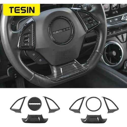 TESIN Interior Mouldings For Chevrolet Camaro 2017 Up Car Steering Wheel Cover Decoration Stickers For Chevrolet Camaro 2017